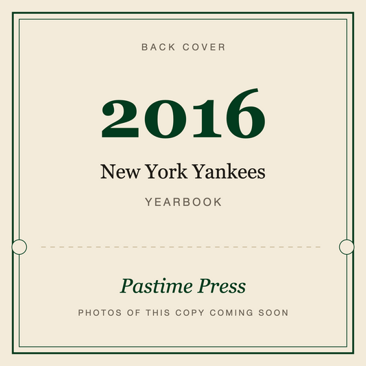 2016 New York Yankees Yearbook, back cover