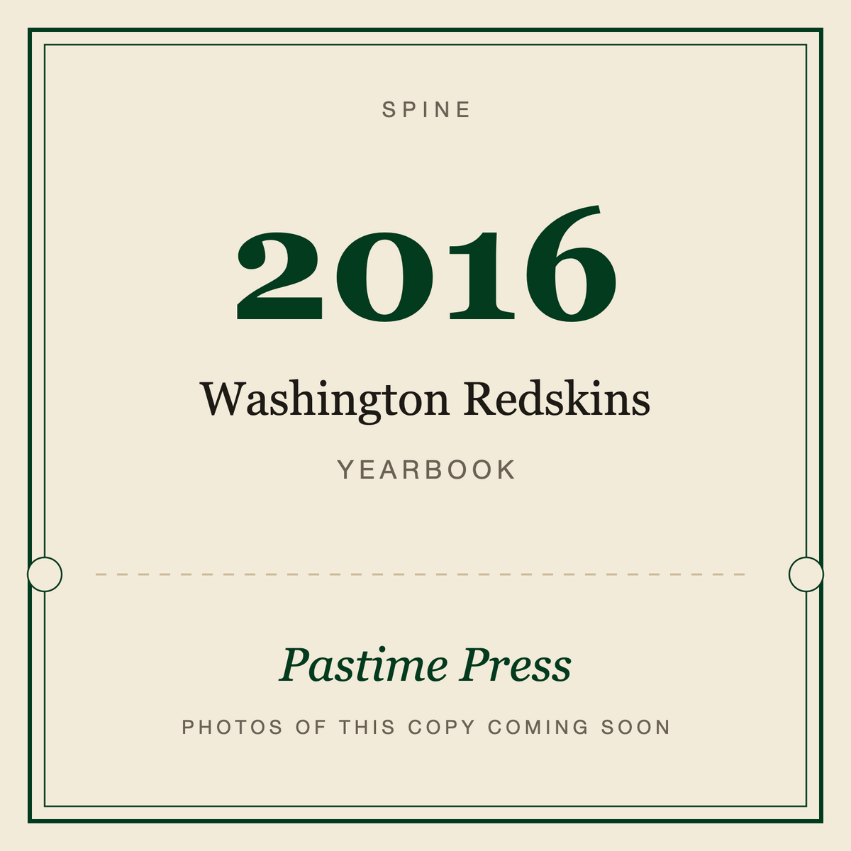 2016 Washington Redskins Yearbook, spine