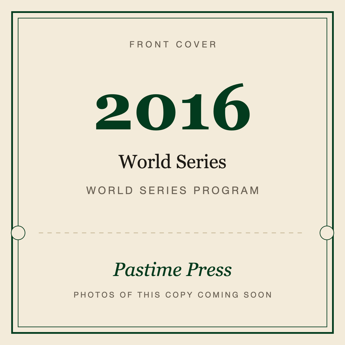 2016 World Series Program, front cover