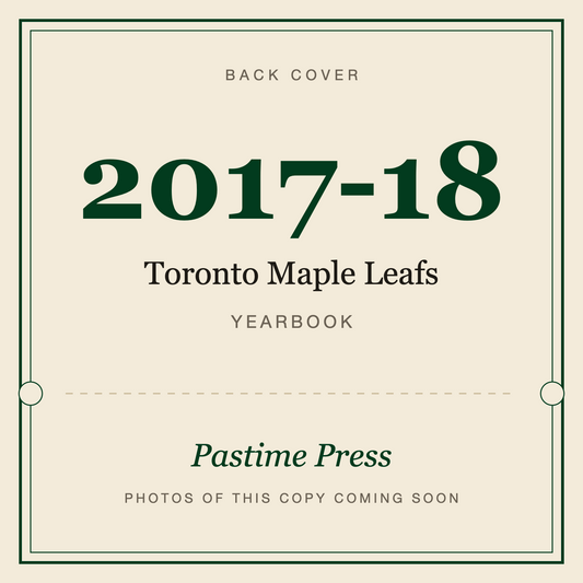 2017-18 Toronto Maple Leafs Yearbook, back cover