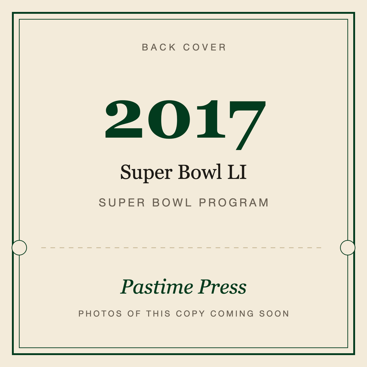 2017 Super Bowl LI Program, back cover