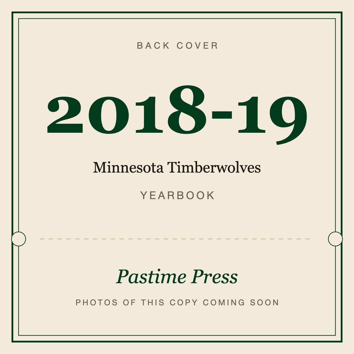 2018-19 Minnesota Timberwolves Yearbook, back cover