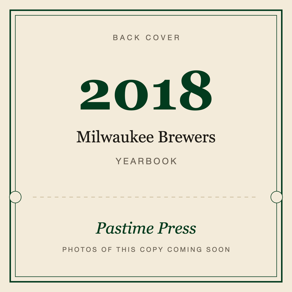 2018 Milwaukee Brewers Yearbook, back cover