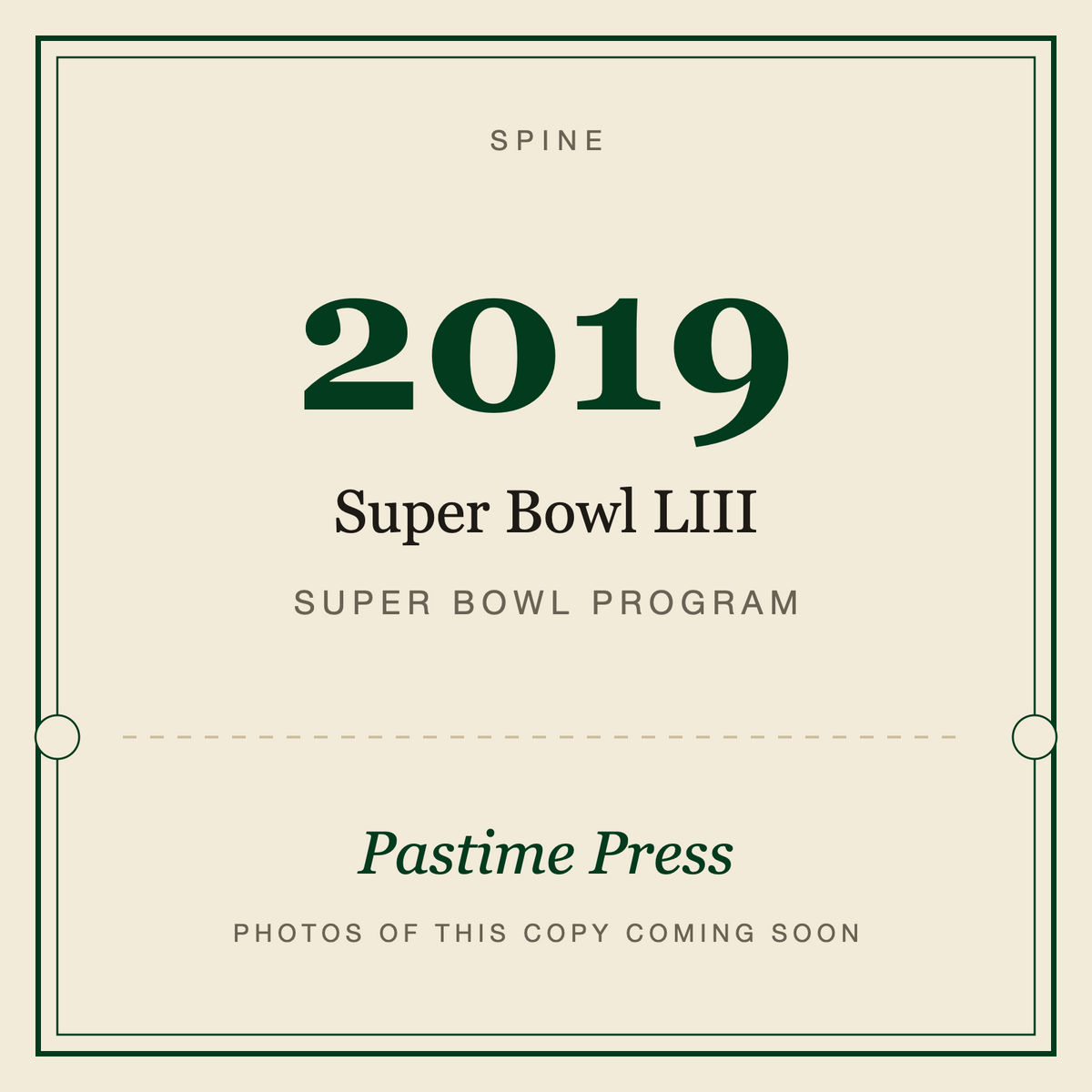 2019 Super Bowl LIII Program, spine