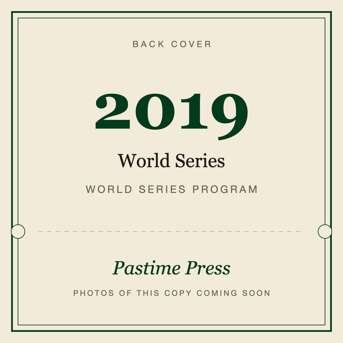 2019 World Series Program, back cover