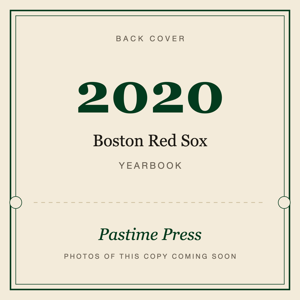 2020 Boston Red Sox Yearbook, back cover