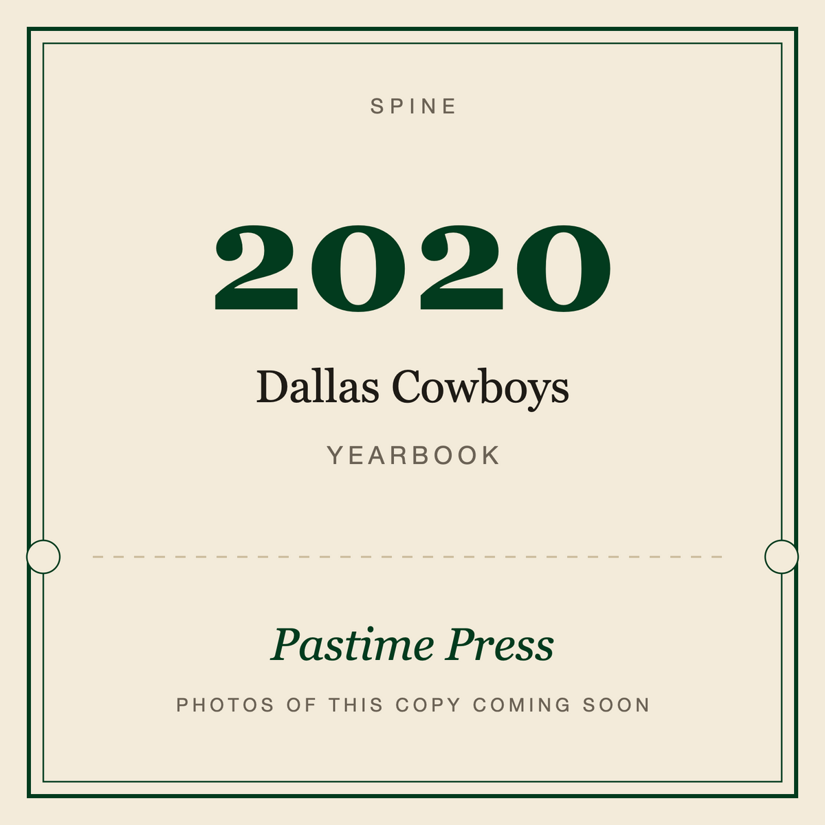 2020 Dallas Cowboys Yearbook, spine