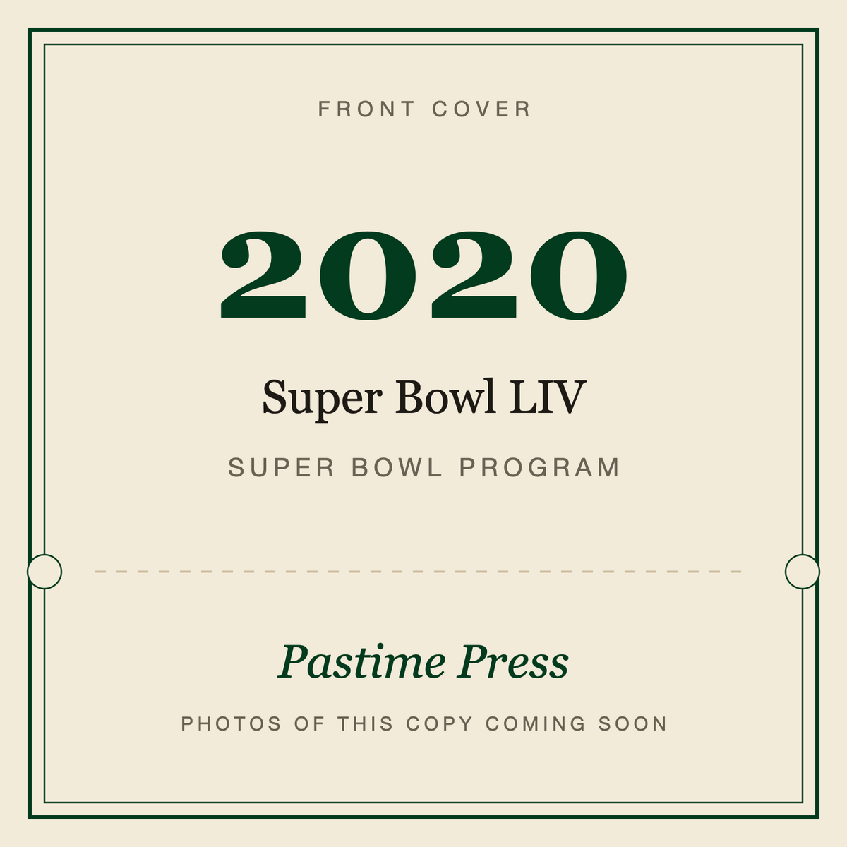 2020 Super Bowl LIV Program, front cover