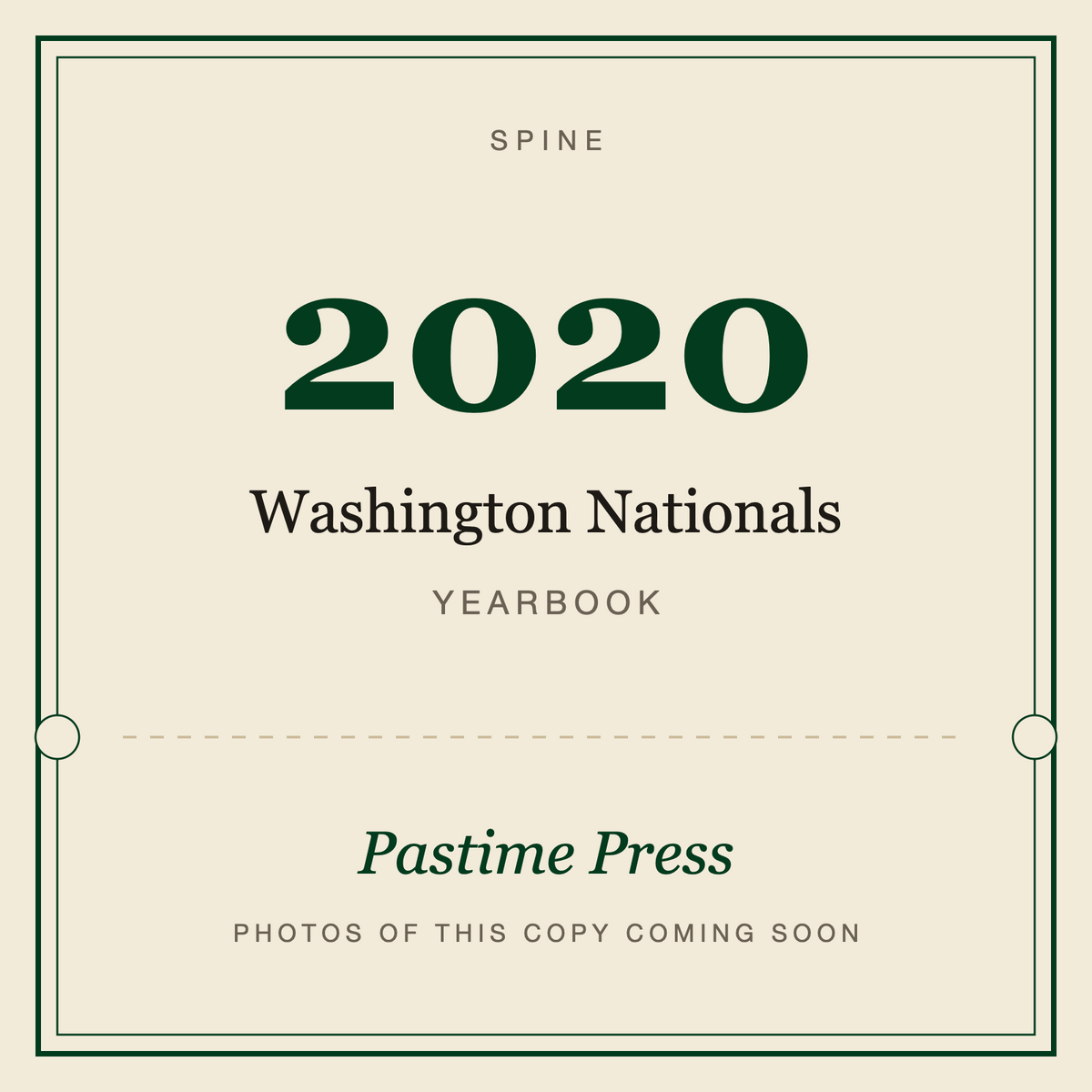 2020 Washington Nationals Yearbook, spine
