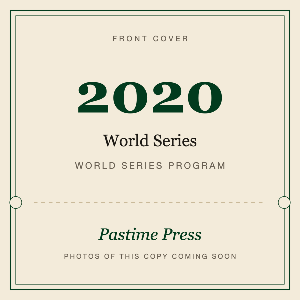 2020 World Series Program, front cover