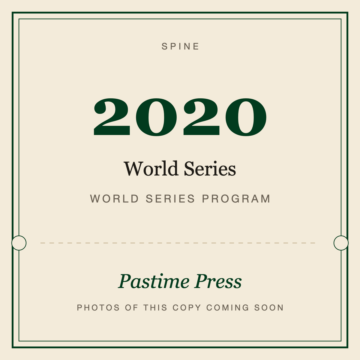 2020 World Series Program, spine
