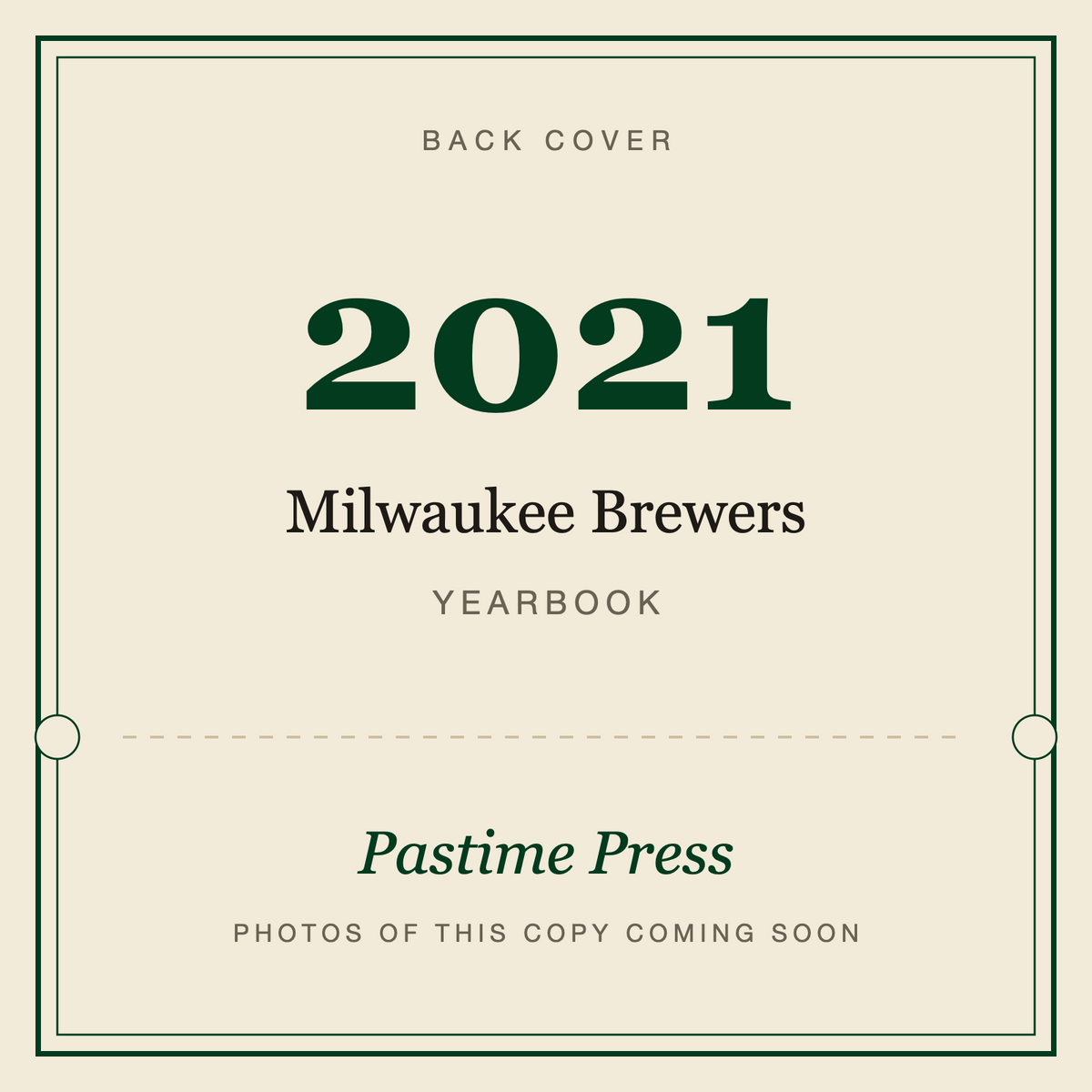 2021 Milwaukee Brewers Yearbook, back cover