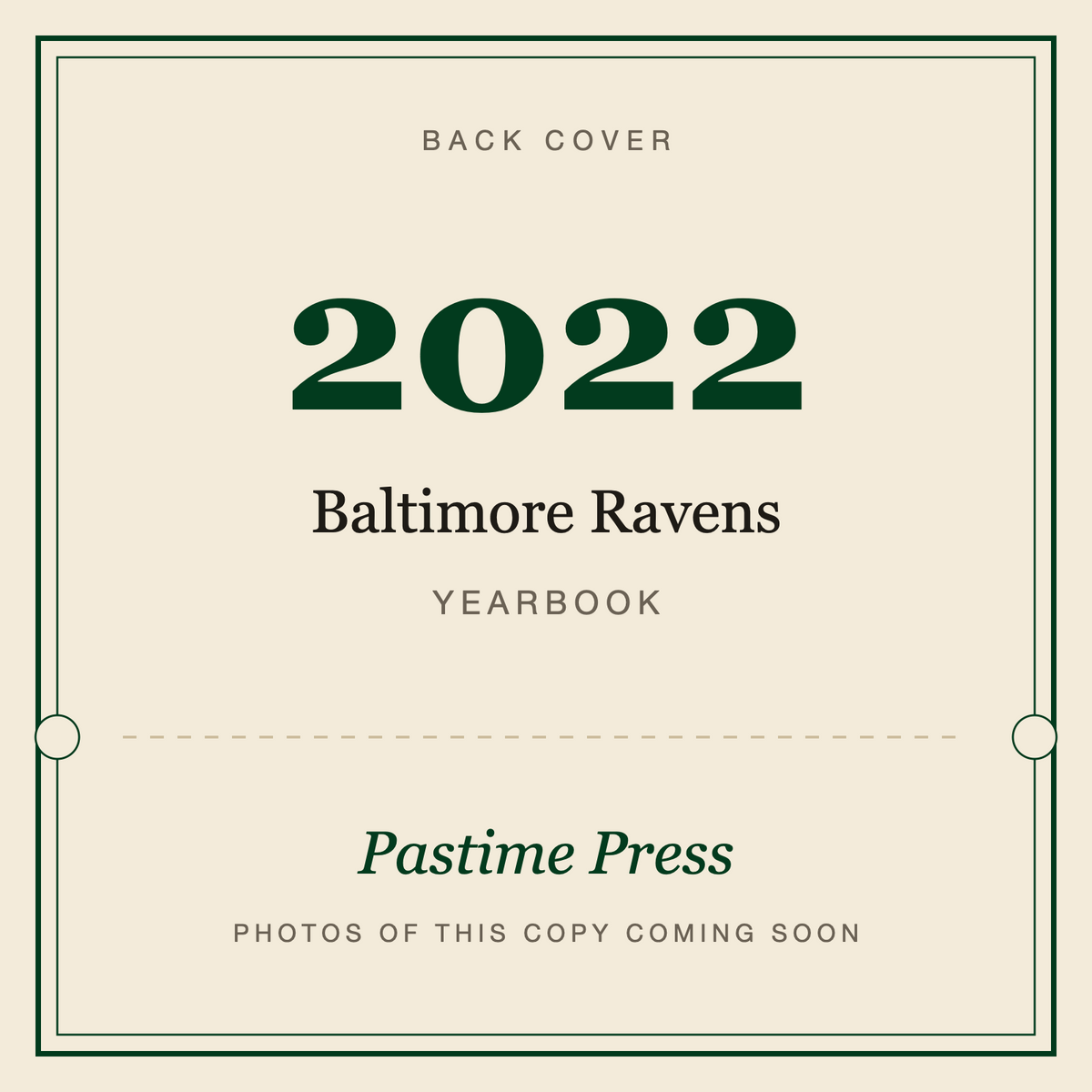 2022 Baltimore Ravens Yearbook, back cover