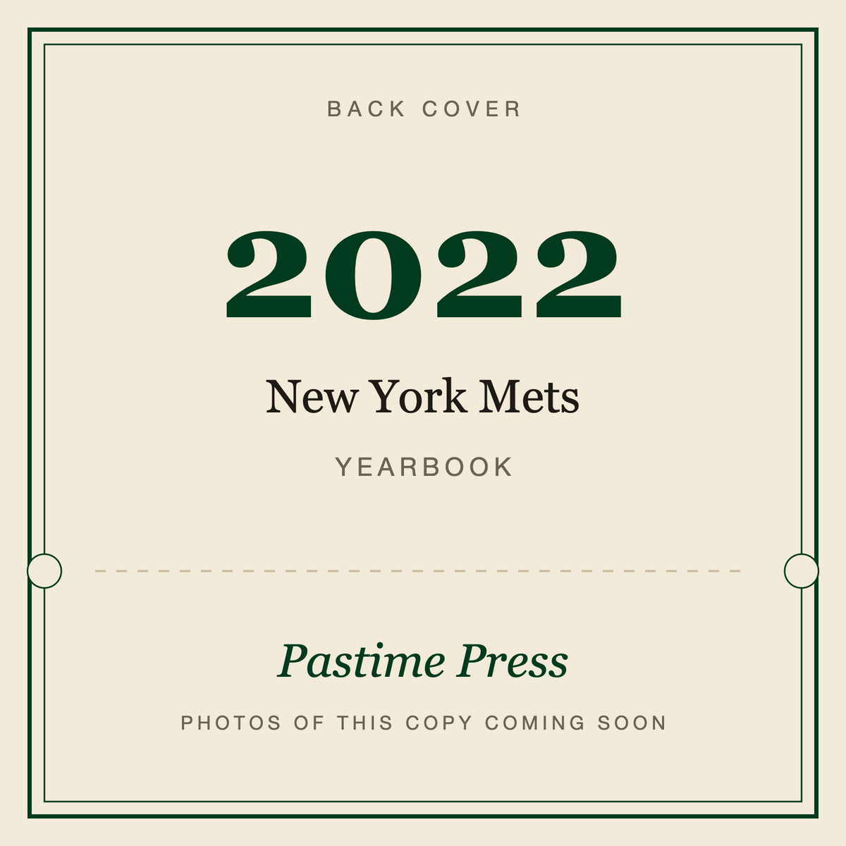2022 New York Mets Yearbook, back cover