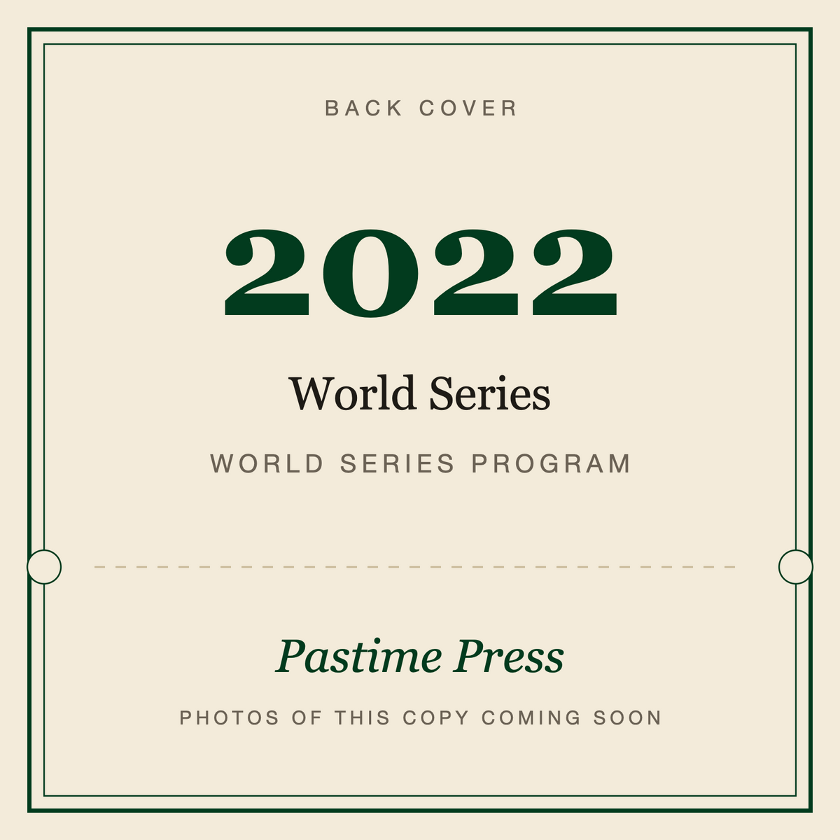2022 World Series Program, back cover