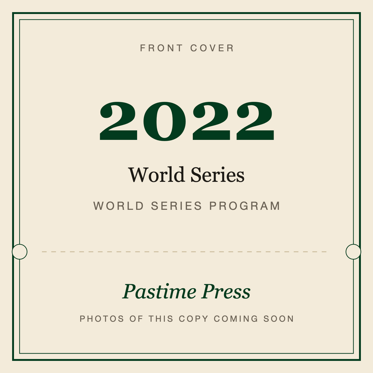 2022 World Series Program, front cover