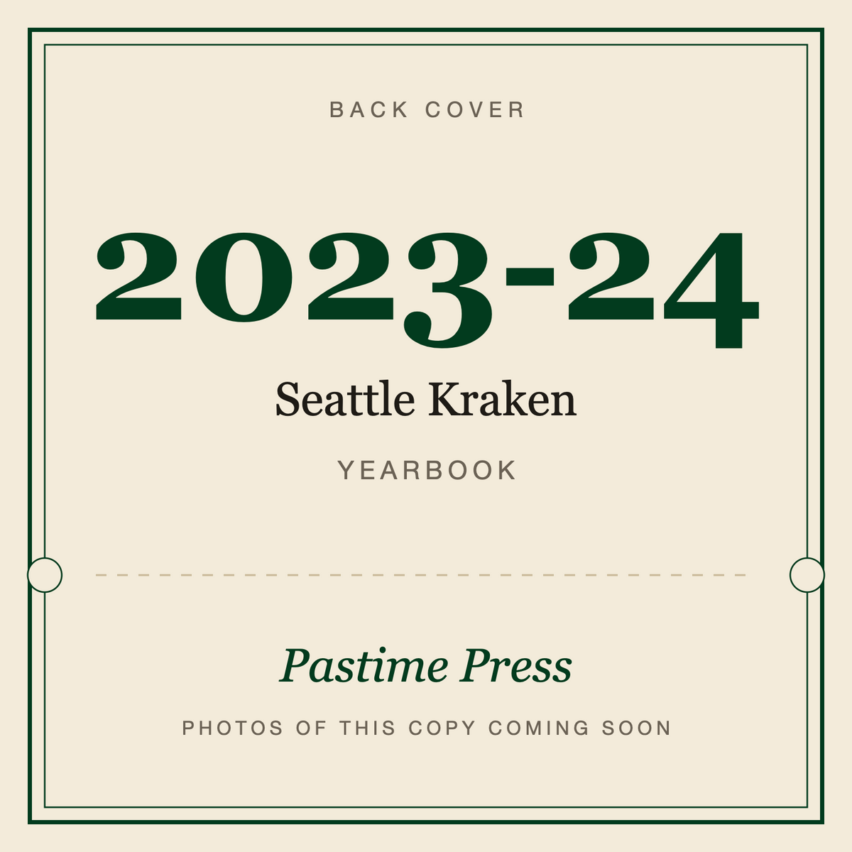 2023-24 Seattle Kraken Yearbook, back cover