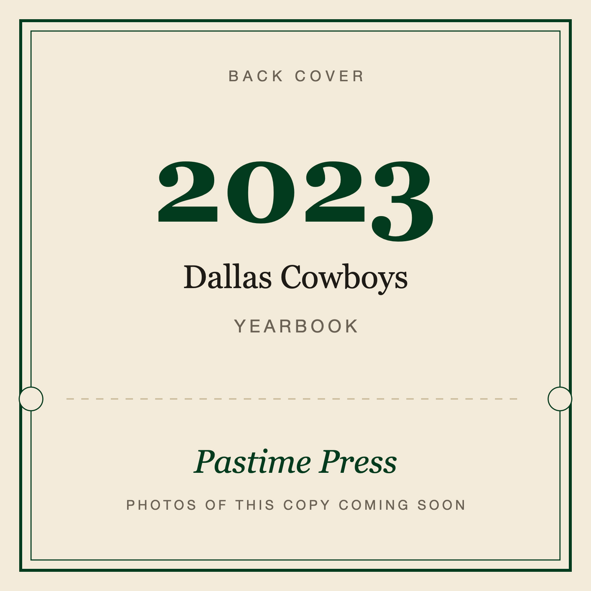 2023 Dallas Cowboys Yearbook, back cover