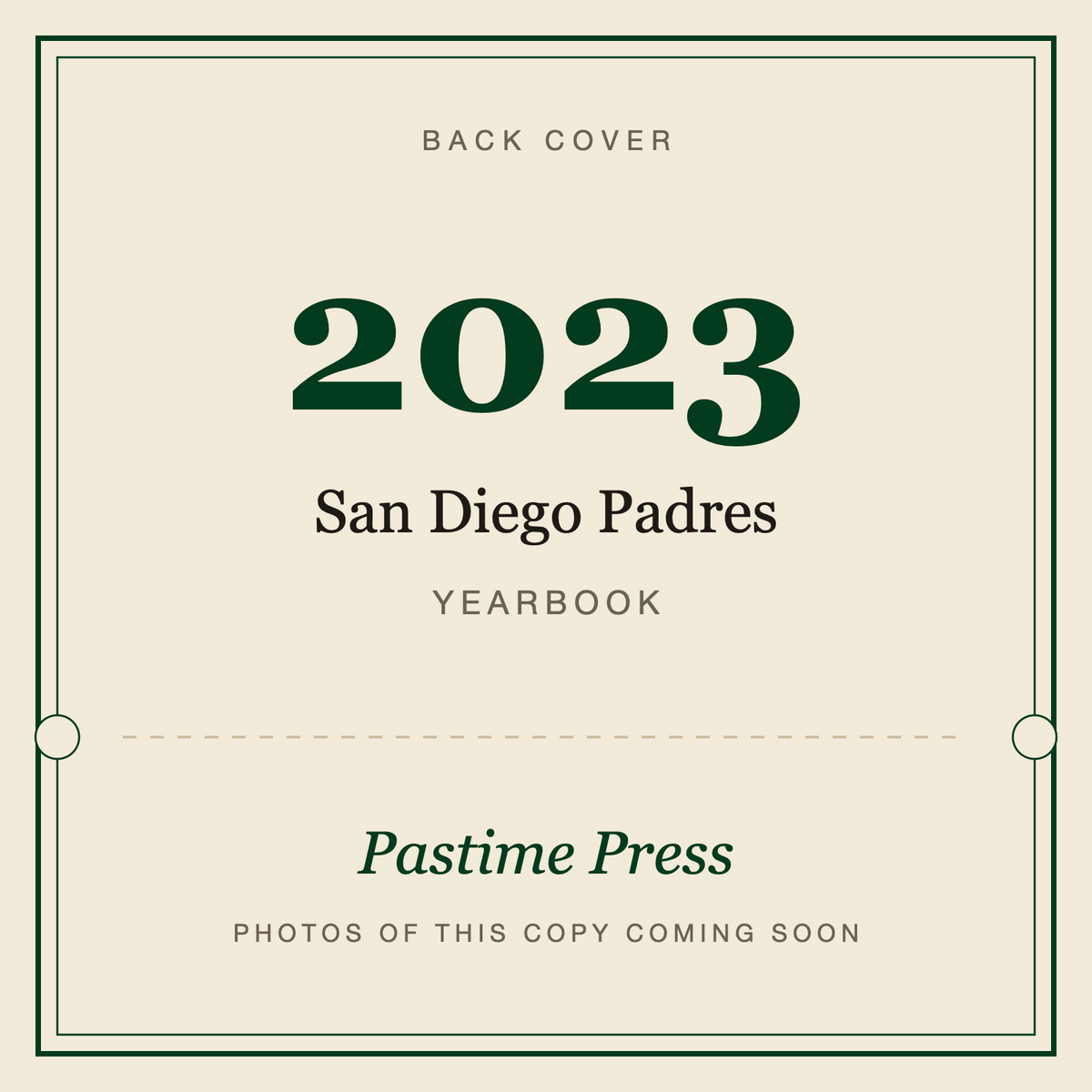2023 San Diego Padres Yearbook, back cover