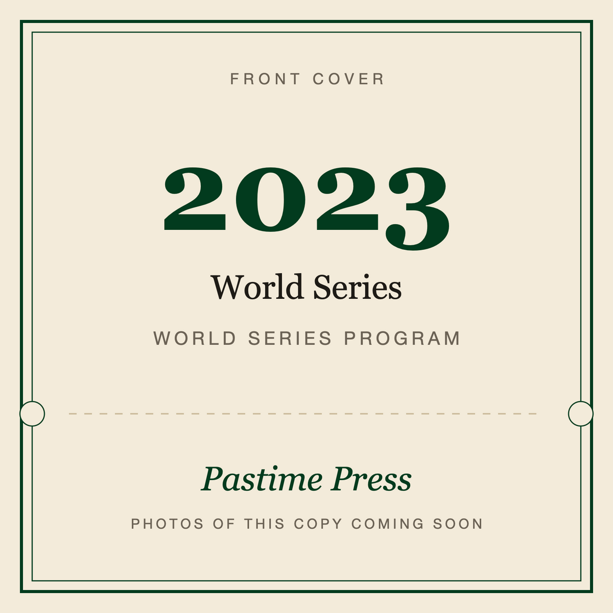 2023 World Series Program, front cover