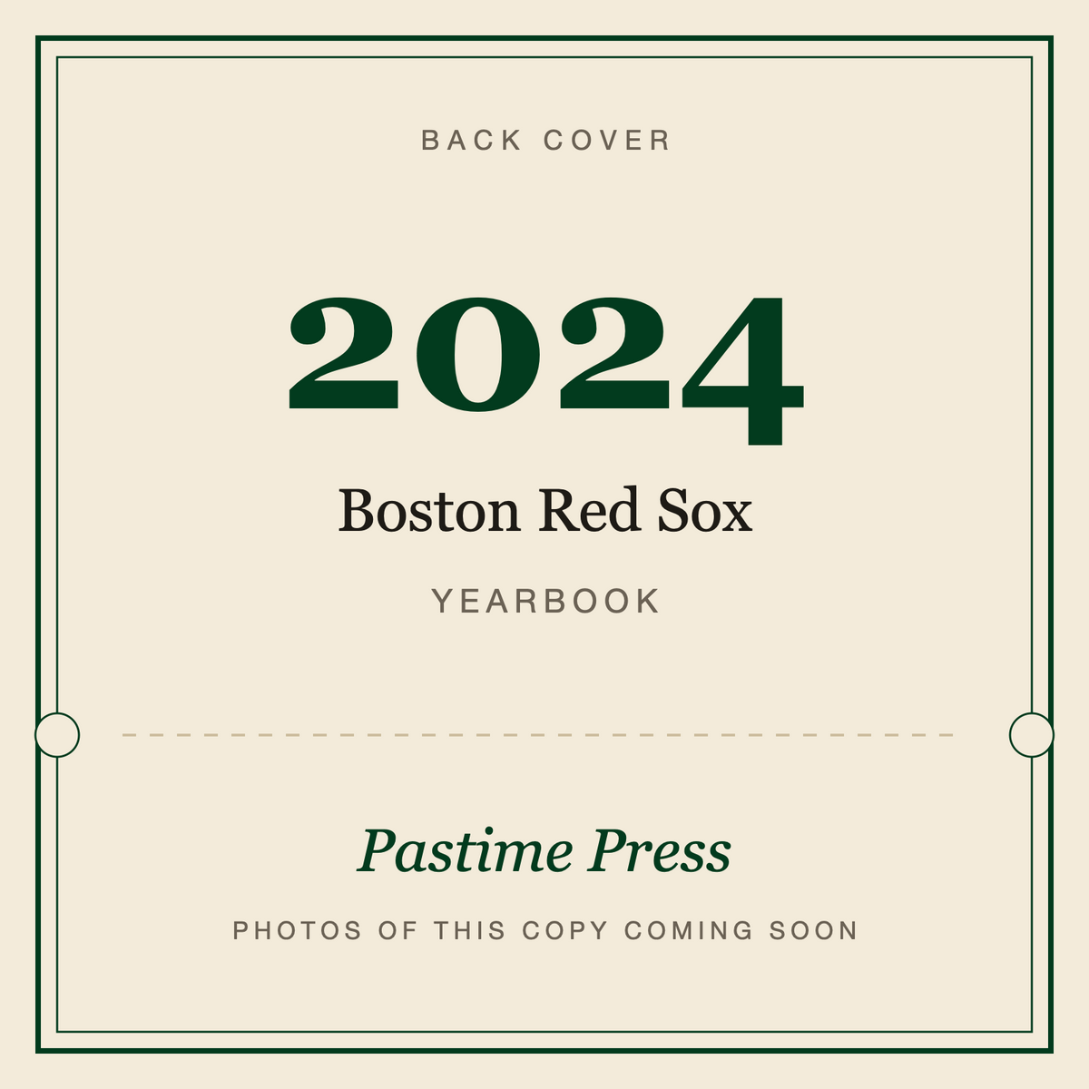 2024 Boston Red Sox Yearbook, back cover