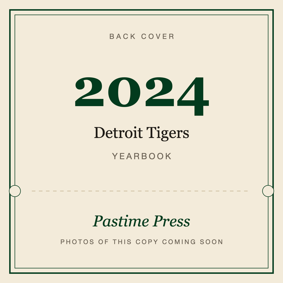 2024 Detroit Tigers Yearbook, back cover