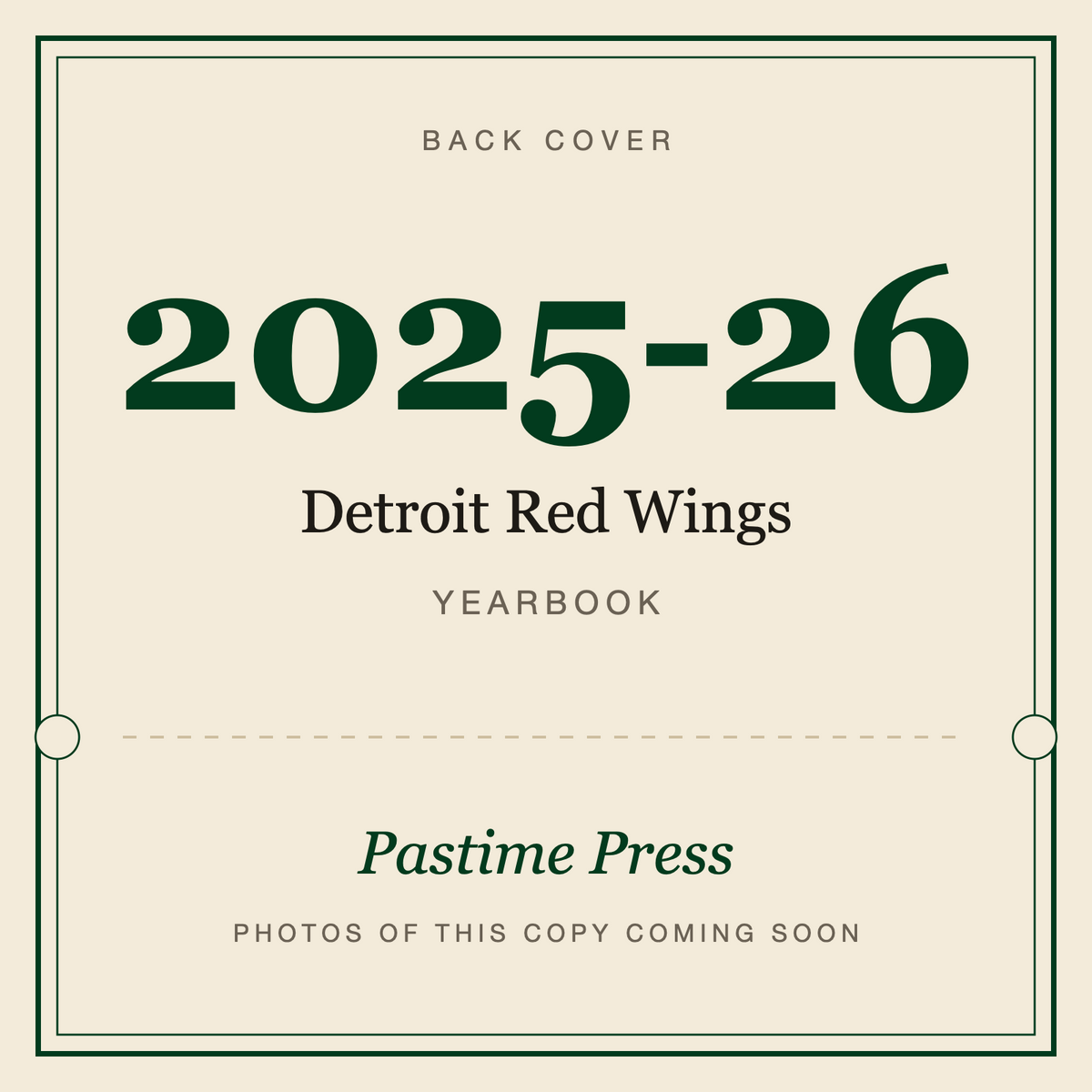 2025-26 Detroit Red Wings Yearbook, back cover