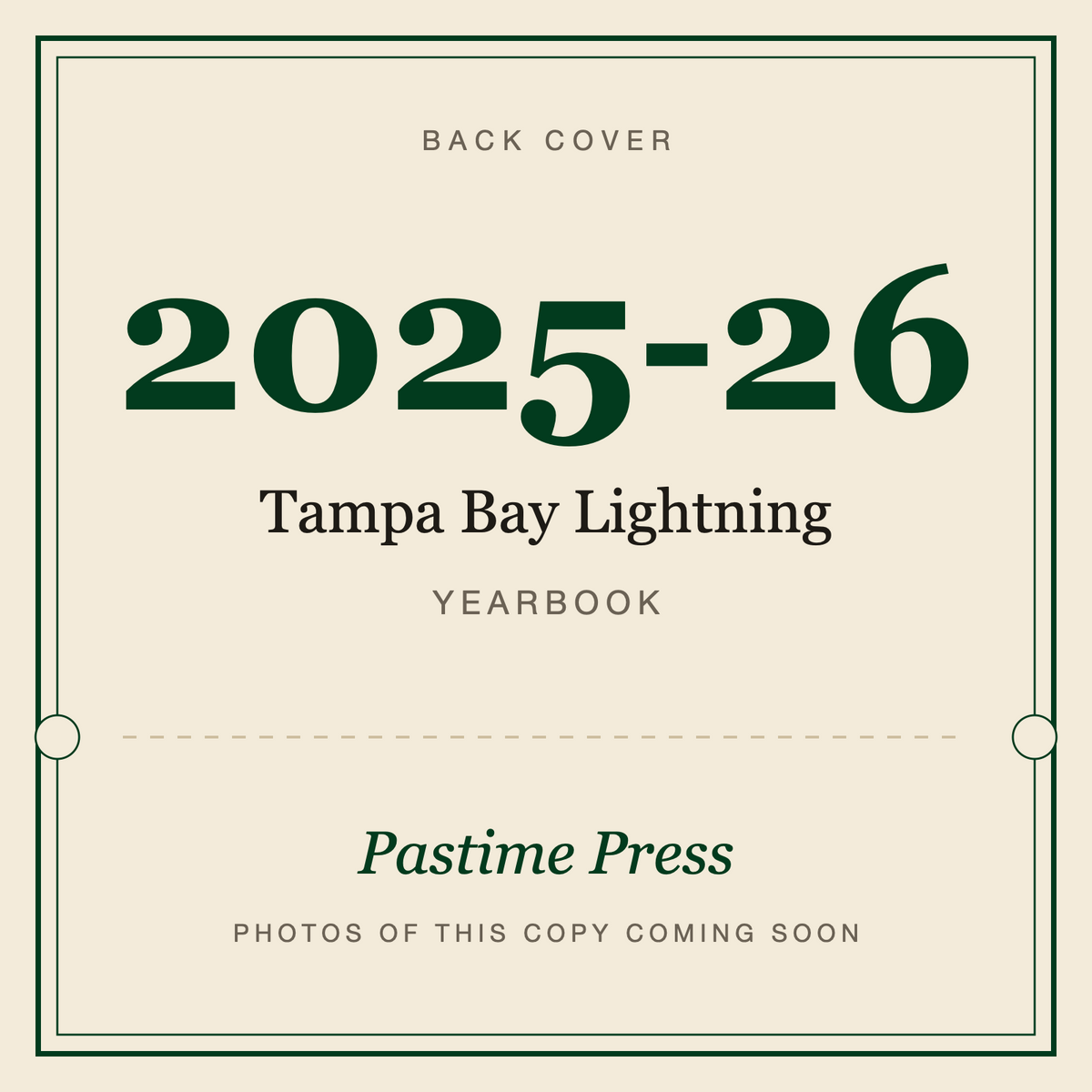 2025-26 Tampa Bay Lightning Yearbook, back cover