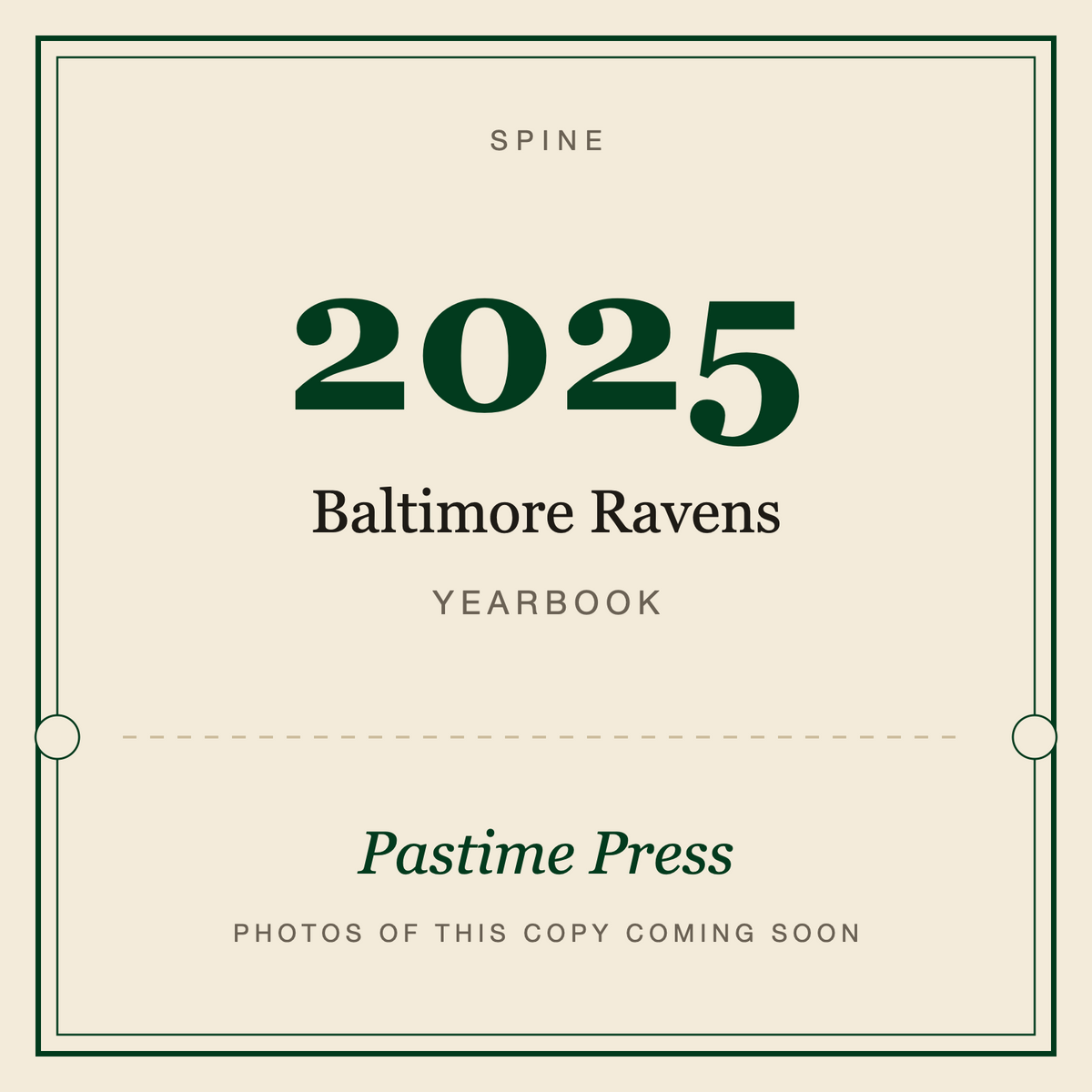 2025 Baltimore Ravens Yearbook, spine