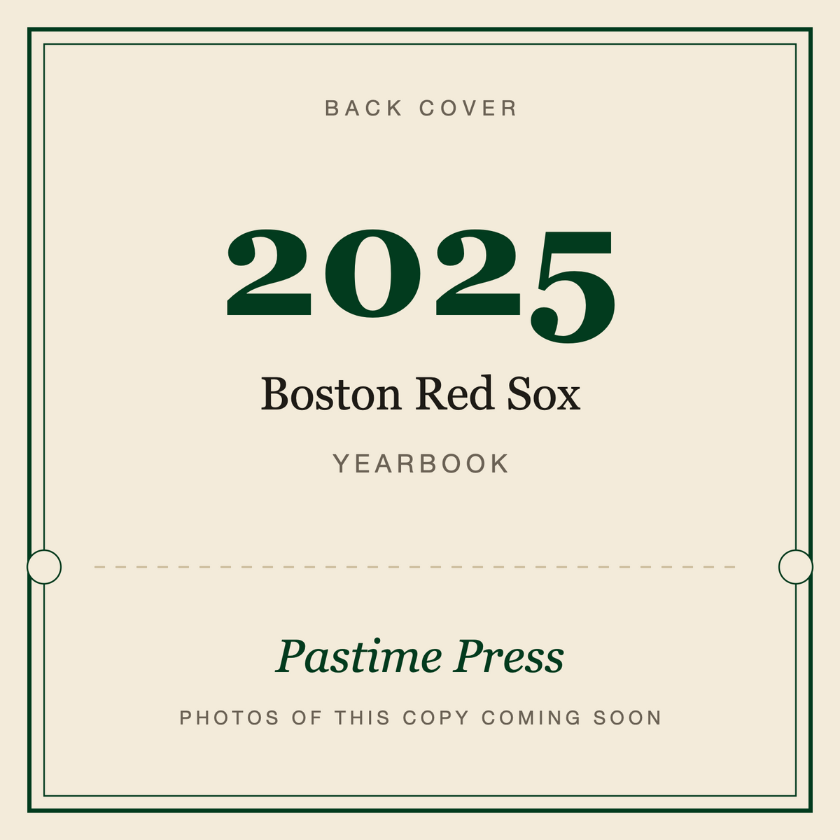 2025 Boston Red Sox Yearbook, back cover