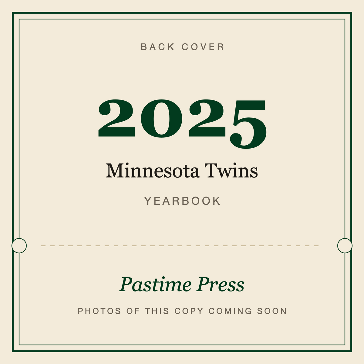 2025 Minnesota Twins Yearbook, back cover