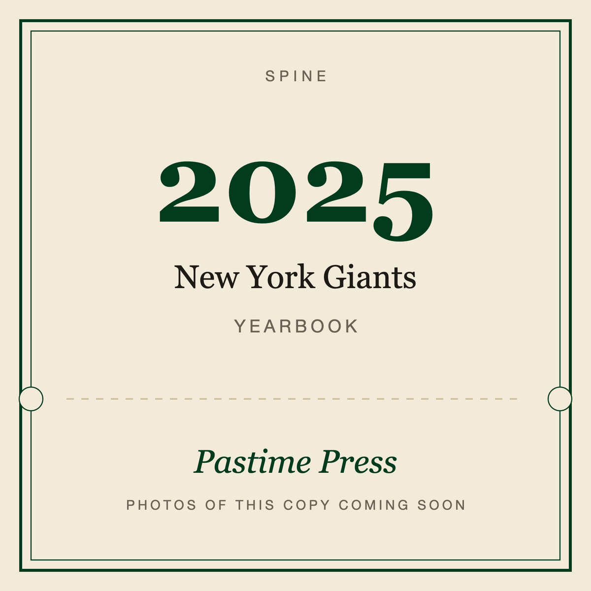 2025 New York Giants Football Yearbook, spine