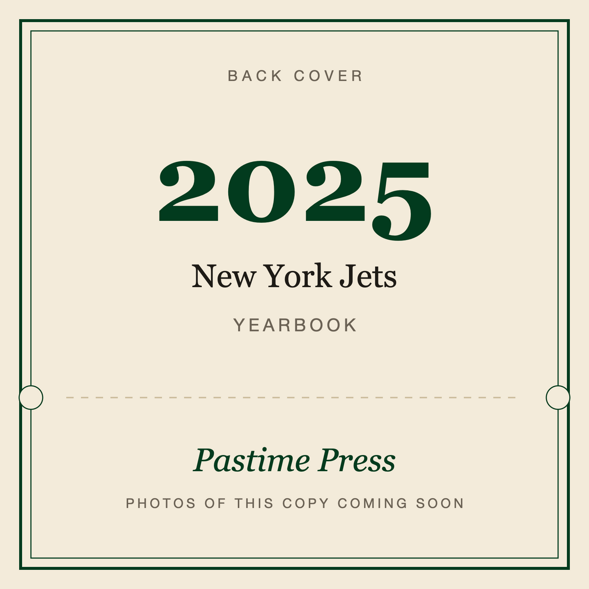 2025 New York Jets Yearbook, back cover