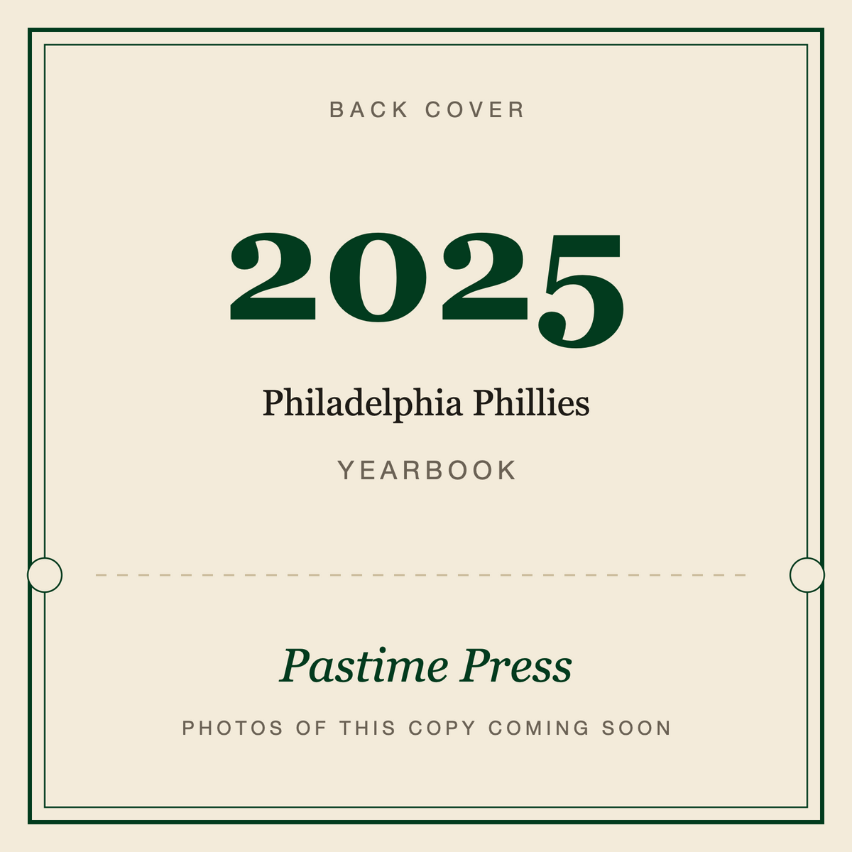 2025 Philadelphia Phillies Yearbook, back cover