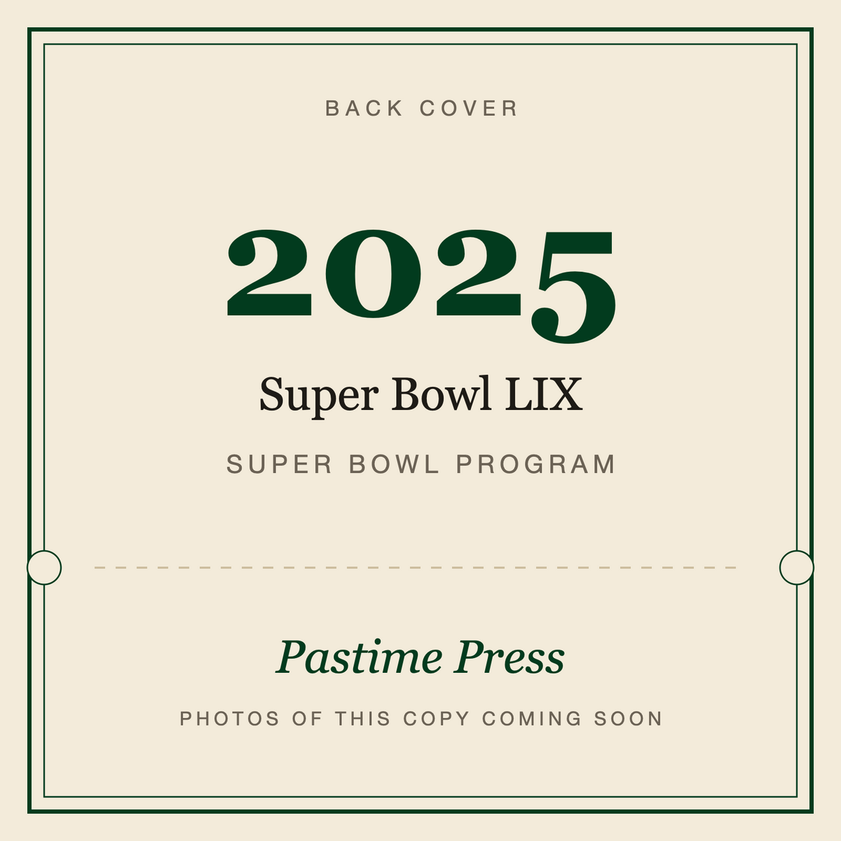 2025 Super Bowl LIX Program, back cover
