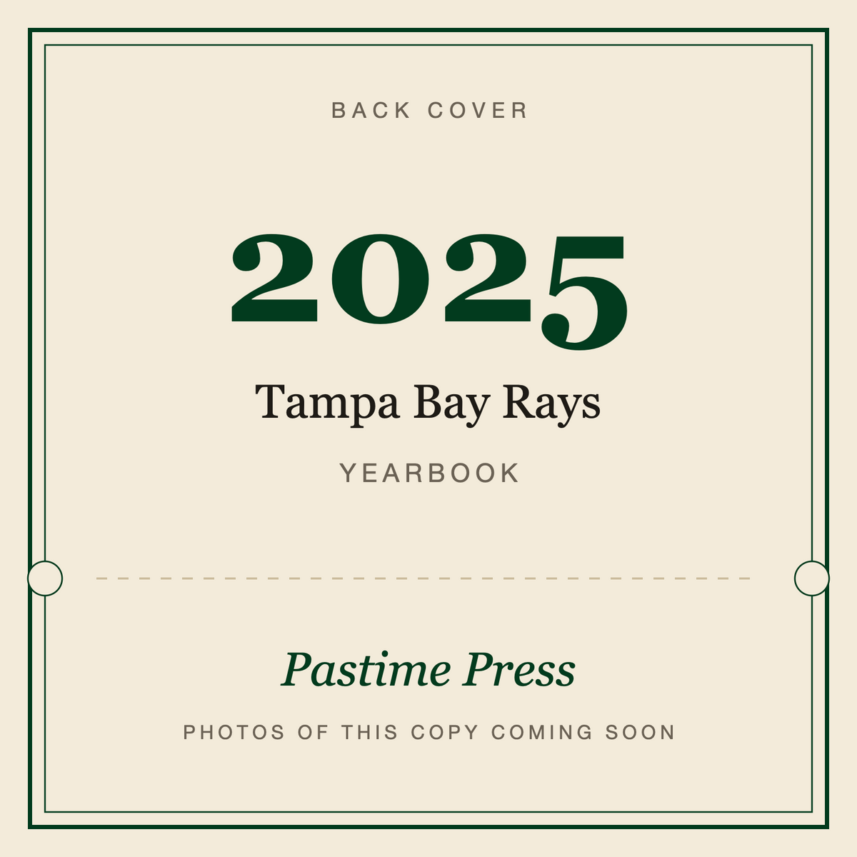 2025 Tampa Bay Rays Yearbook, back cover
