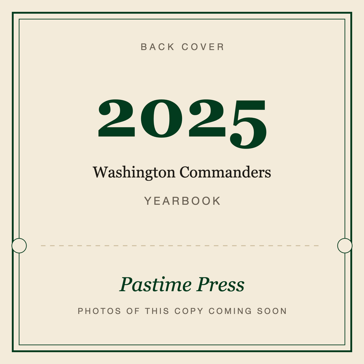 2025 Washington Commanders Yearbook, back cover