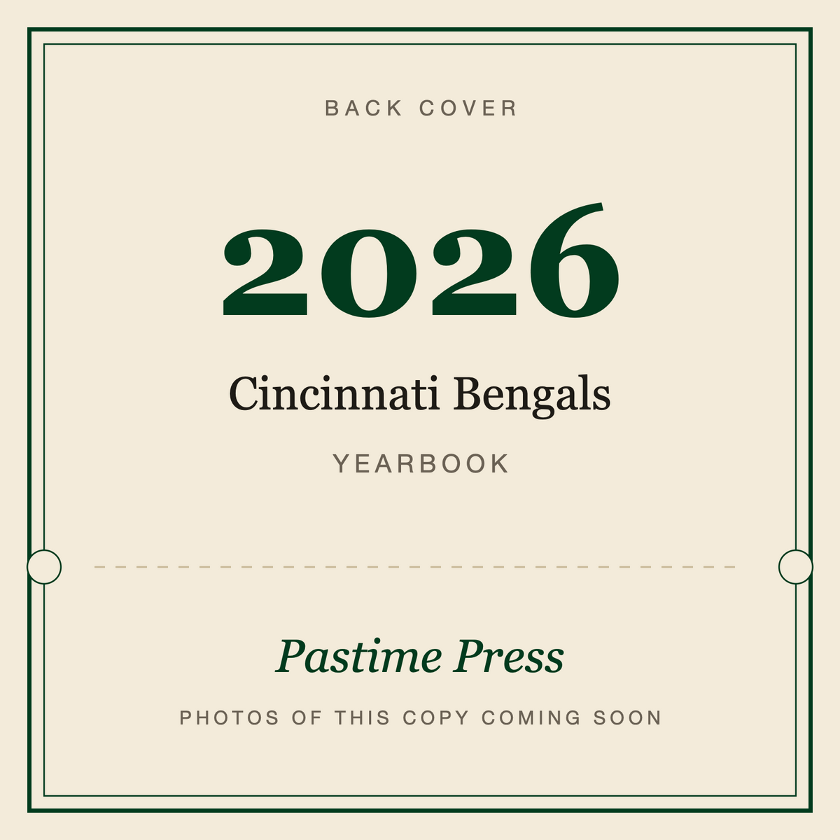 2026 Cincinnati Bengals Yearbook, back cover