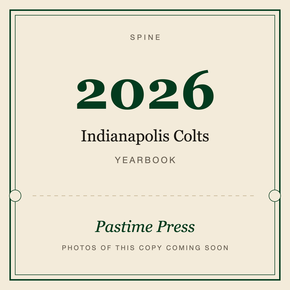 2026 Indianapolis Colts Yearbook, spine