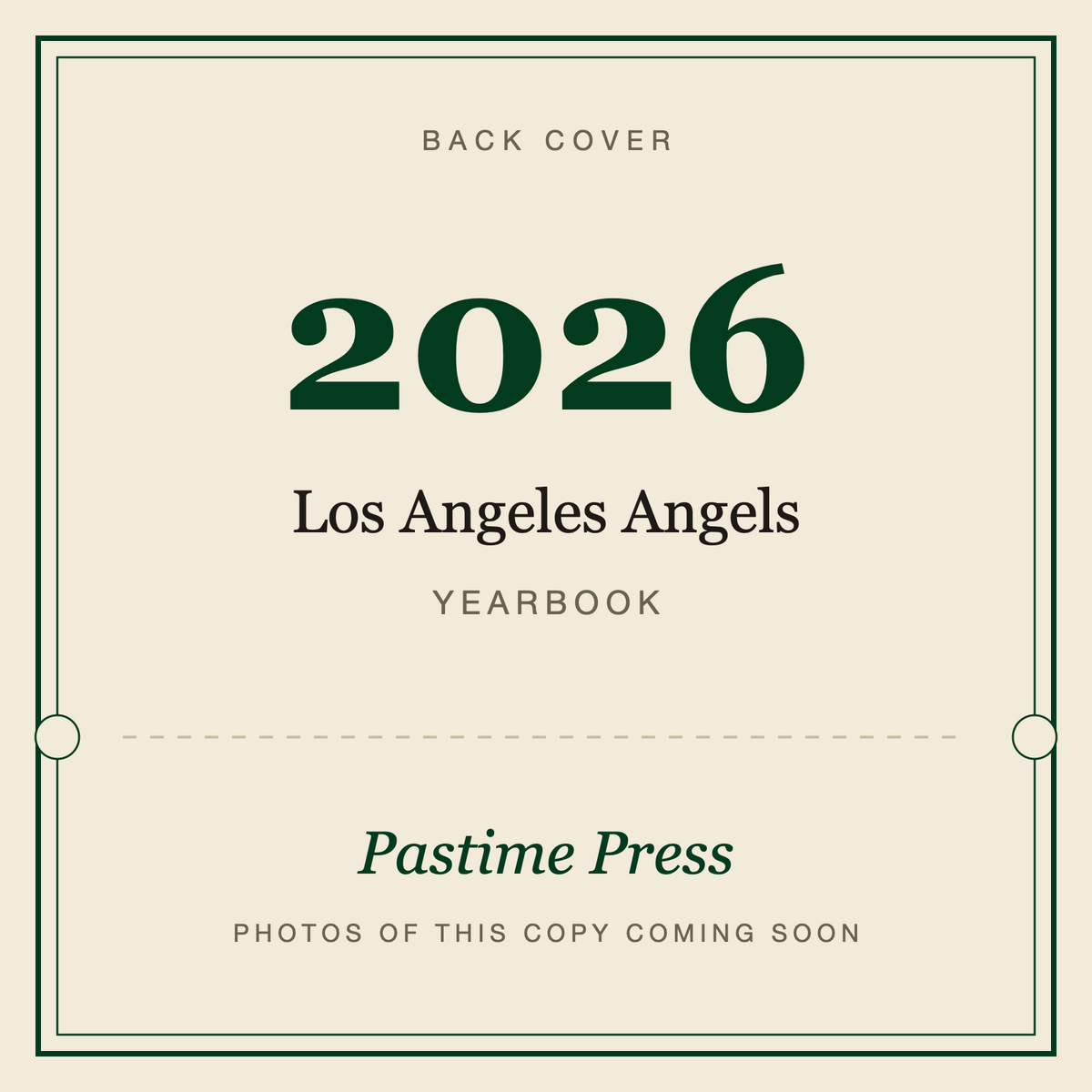 2026 Los Angeles Angels Yearbook, back cover