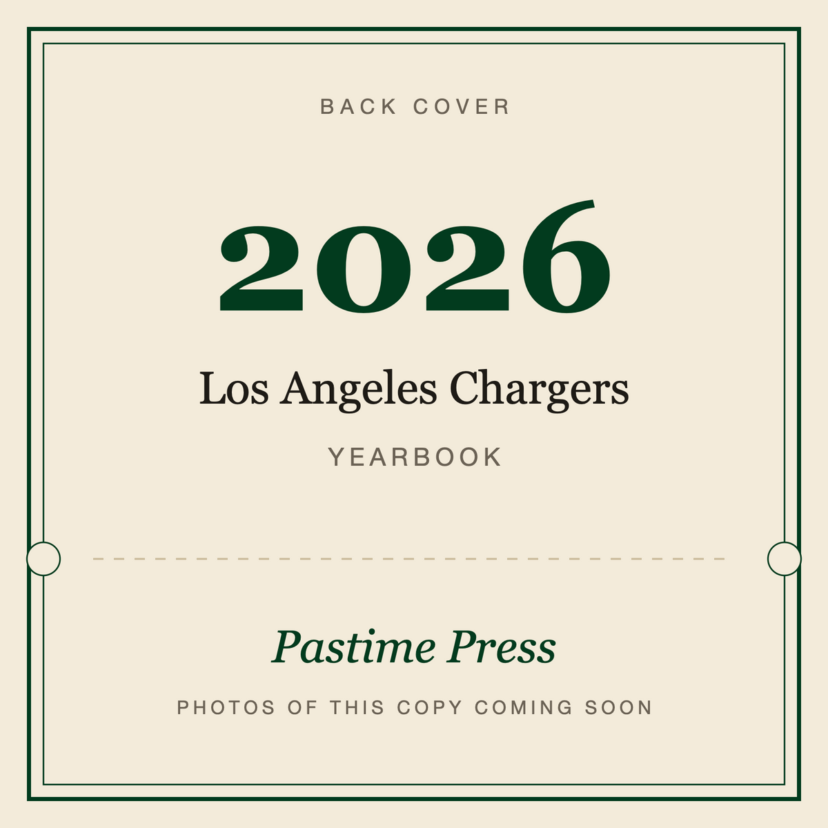 2026 Los Angeles Chargers Yearbook, back cover