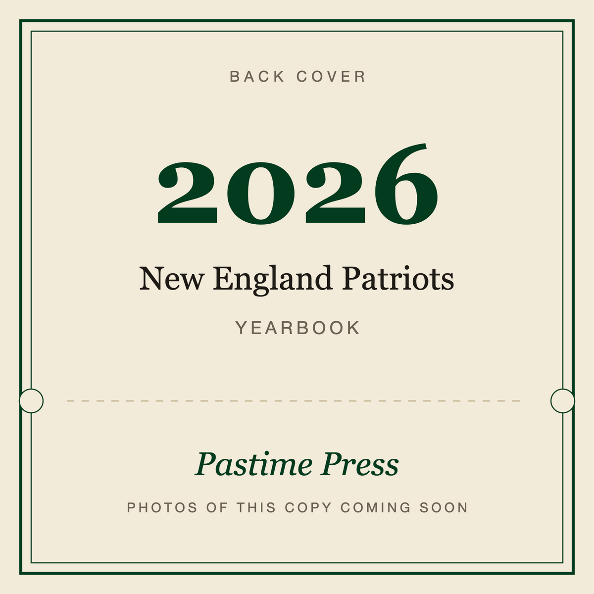 2026 New England Patriots Yearbook, back cover