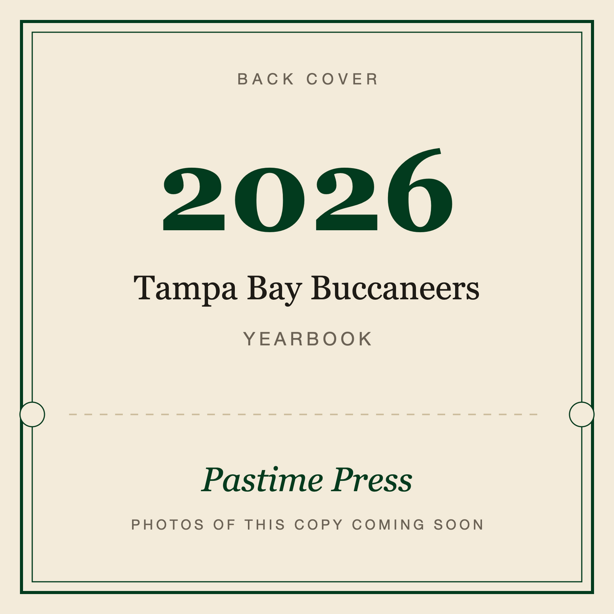 2026 Tampa Bay Buccaneers Yearbook, back cover
