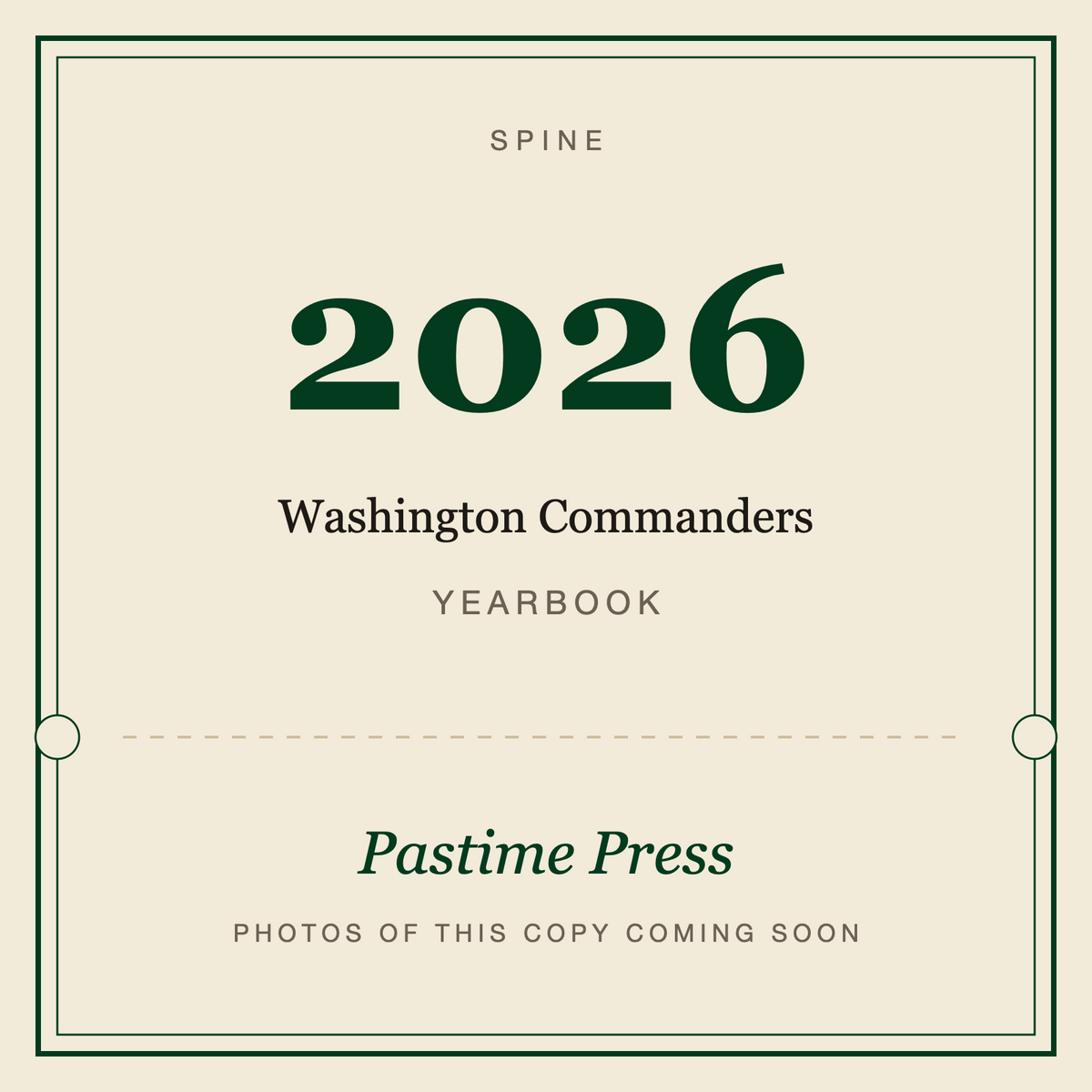 2026 Washington Commanders Yearbook, spine